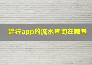 建行app的流水查询在哪查