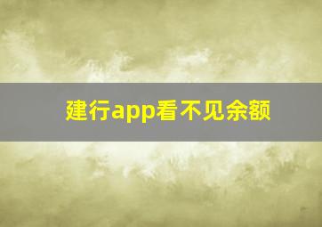 建行app看不见余额