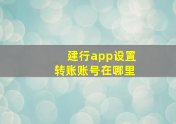 建行app设置转账账号在哪里