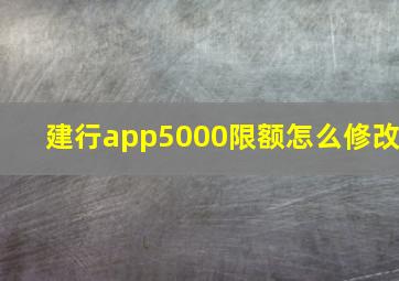 建行app5000限额怎么修改