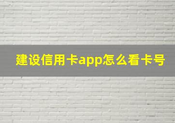 建设信用卡app怎么看卡号