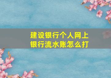 建设银行个人网上银行流水账怎么打