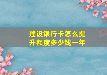 建设银行卡怎么提升额度多少钱一年