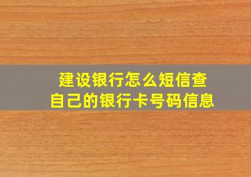 建设银行怎么短信查自己的银行卡号码信息