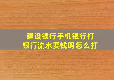 建设银行手机银行打银行流水要钱吗怎么打