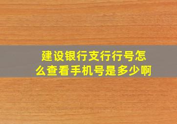 建设银行支行行号怎么查看手机号是多少啊