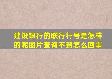 建设银行的联行行号是怎样的呢图片查询不到怎么回事