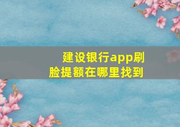 建设银行app刷脸提额在哪里找到