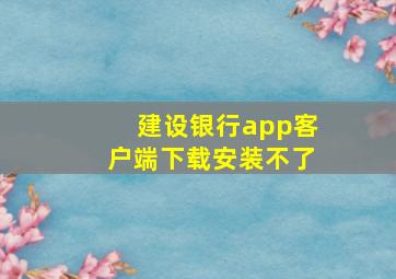 建设银行app客户端下载安装不了