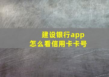 建设银行app怎么看信用卡卡号