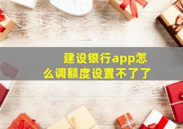 建设银行app怎么调额度设置不了了