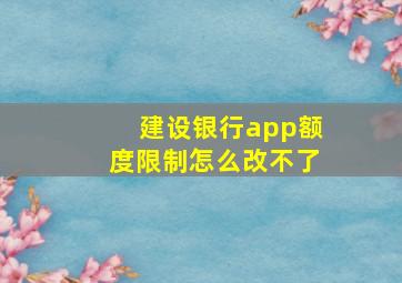 建设银行app额度限制怎么改不了