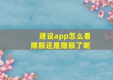 建设app怎么看限额还是限额了呢