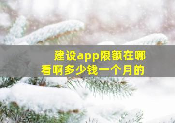 建设app限额在哪看啊多少钱一个月的