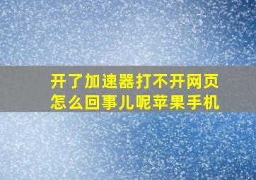 开了加速器打不开网页怎么回事儿呢苹果手机