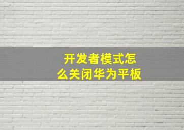 开发者模式怎么关闭华为平板