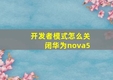 开发者模式怎么关闭华为nova5