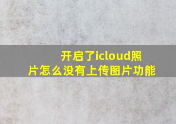 开启了icloud照片怎么没有上传图片功能