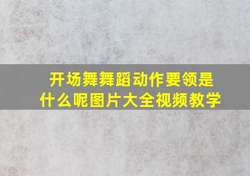 开场舞舞蹈动作要领是什么呢图片大全视频教学