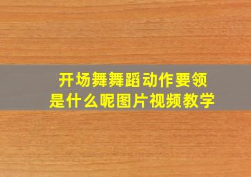 开场舞舞蹈动作要领是什么呢图片视频教学