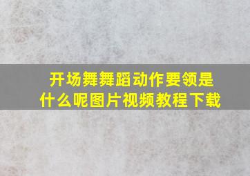 开场舞舞蹈动作要领是什么呢图片视频教程下载