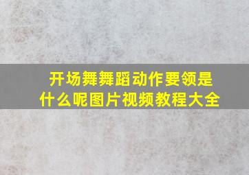 开场舞舞蹈动作要领是什么呢图片视频教程大全