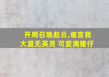 开局召唤赵云,谁言我大夏无英灵 可爱滴猪仔