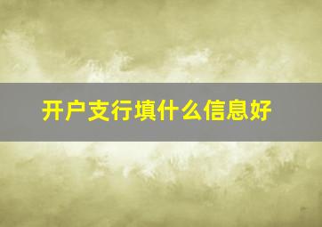 开户支行填什么信息好