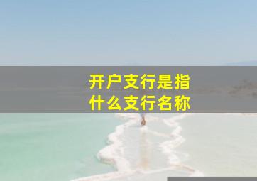 开户支行是指什么支行名称