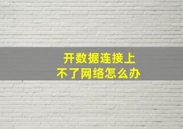 开数据连接上不了网络怎么办