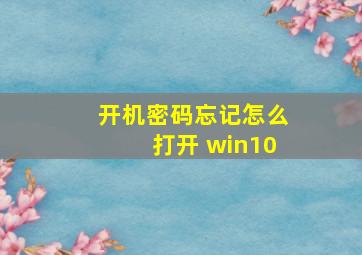 开机密码忘记怎么打开 win10