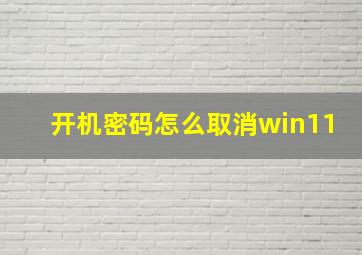 开机密码怎么取消win11