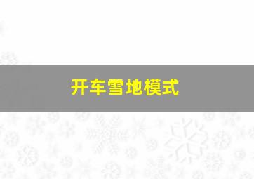 开车雪地模式