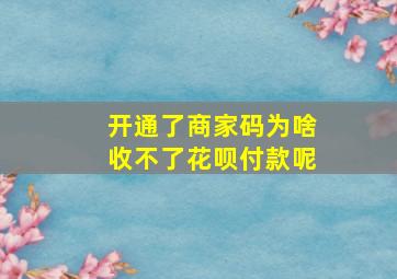 开通了商家码为啥收不了花呗付款呢