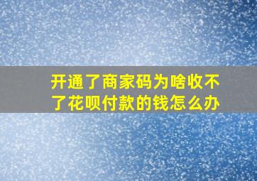 开通了商家码为啥收不了花呗付款的钱怎么办