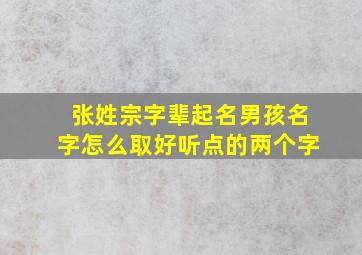 张姓宗字辈起名男孩名字怎么取好听点的两个字