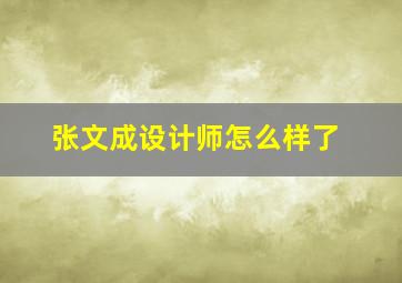 张文成设计师怎么样了