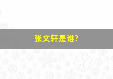 张文轩是谁?