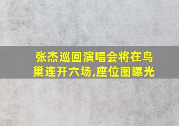 张杰巡回演唱会将在鸟巢连开六场,座位图曝光