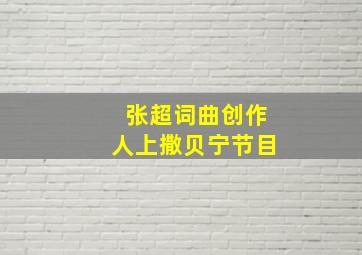 张超词曲创作人上撒贝宁节目