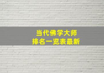 当代佛学大师排名一览表最新