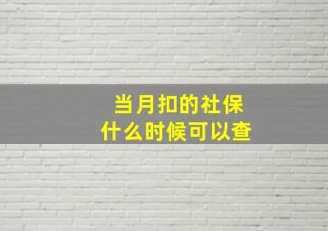 当月扣的社保什么时候可以查