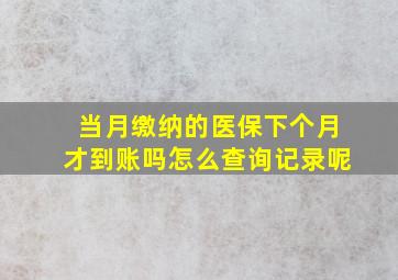 当月缴纳的医保下个月才到账吗怎么查询记录呢