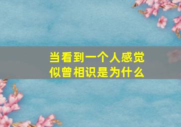 当看到一个人感觉似曾相识是为什么