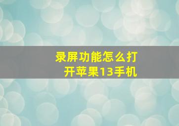 录屏功能怎么打开苹果13手机