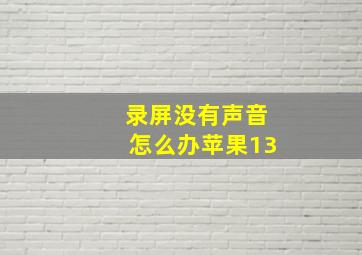 录屏没有声音怎么办苹果13