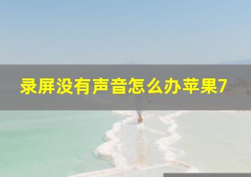 录屏没有声音怎么办苹果7