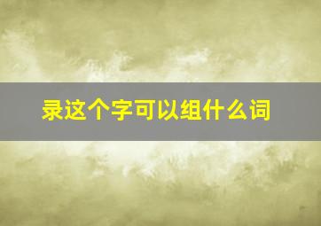 录这个字可以组什么词