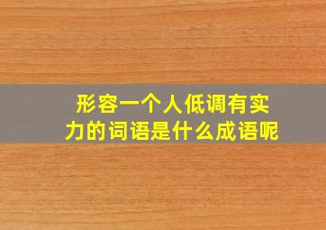 形容一个人低调有实力的词语是什么成语呢