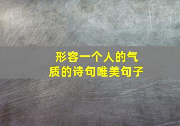 形容一个人的气质的诗句唯美句子